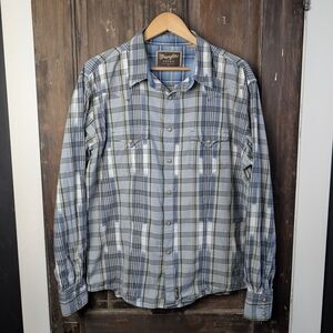 Wrangler Retro Plaid Western Pearl Snap Shirt | Blue & Cream | Men's XL